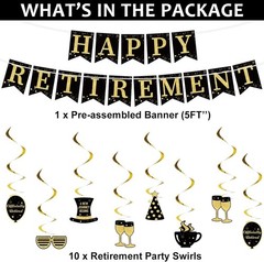 Black Gold Retirement Decorations Kit 184pcs