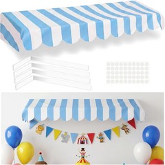 Waterproof Circus Awning Decor Farmers Market Decoration Pastel White 3D Striped
