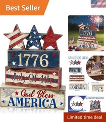 Versatile Independence Day Block Decoration – Wooden 1776 Table Centerpiece