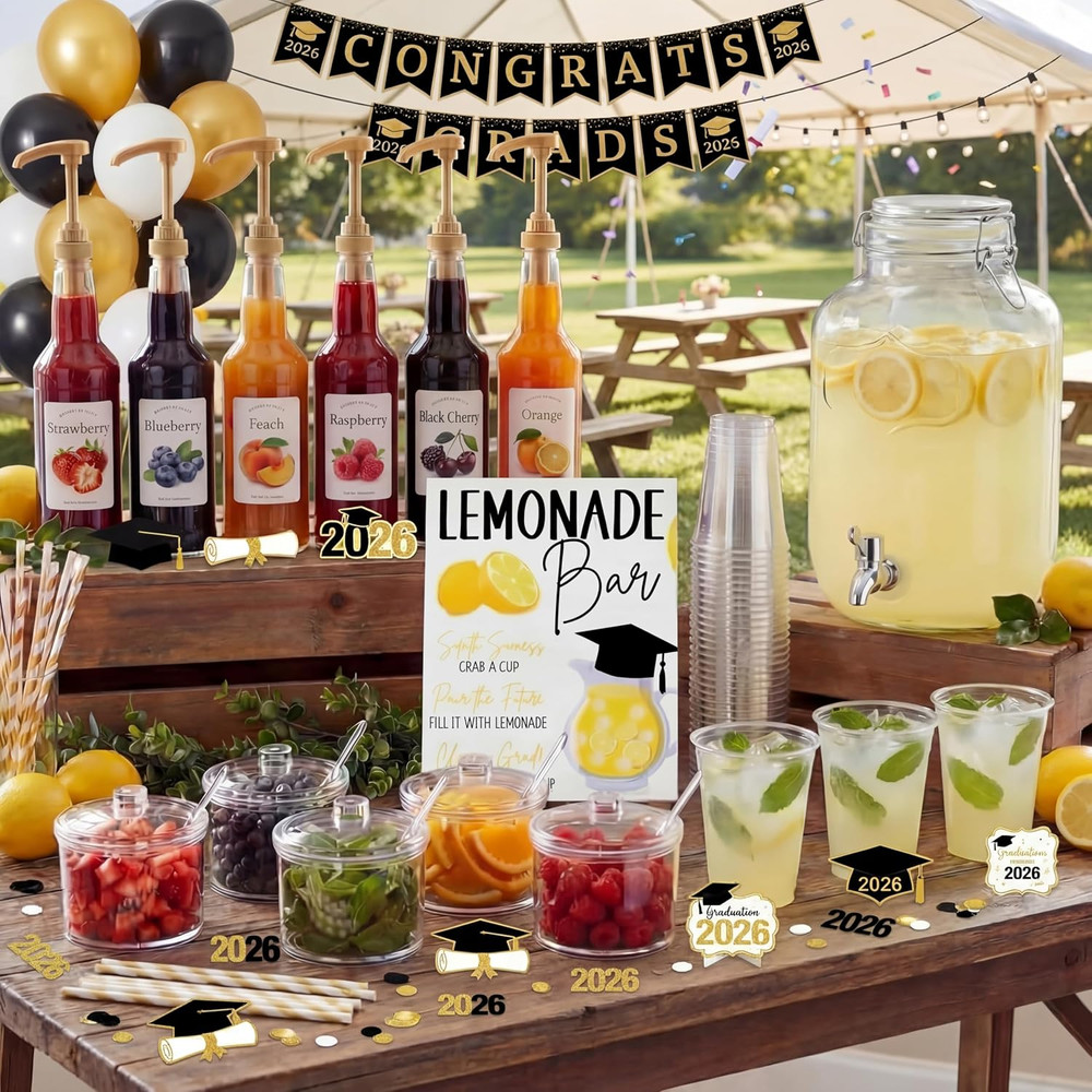 43 Pcs 2026 Graduation Freshly Lemonade Stand Complete Accessories Kit Lemon Bar