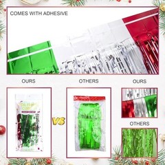 Christmas Foil Fringe Curtains 3 Pack Party Decorations Backdrop New Year Eve US