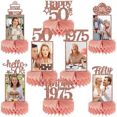 Happy 50th Birthday Honeycomb Centerpieces Pink Rose Gold Hello 50 8 Pieces