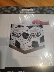 Graduation Card Box Holder Congrats Grad Foldable Cardboard, 12in x 12in Box