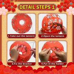26 Pcs Hibachi Party Decorations Contains 6 Japanese Lanterns with Cherry Blosso