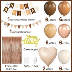 Brown Decorations,Happy Banner Beige Cream Neutral Boho Balloons Fringe Curta…