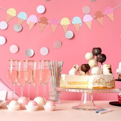 2 Pcs Ice Cream Banner Garland, Ice Cream Party Decorations Paper Banner Garl…