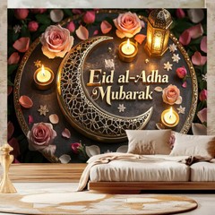 Eid Mubarak Party Background Eid Al Adha Islamic Holiday Art Decoration Backdrop