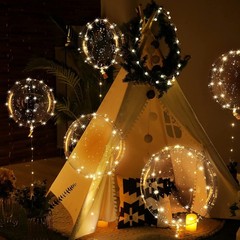 LED Light Up Bobo Balloons Clear Bubble Balloon Glowing for Indoor Outdoor Decor