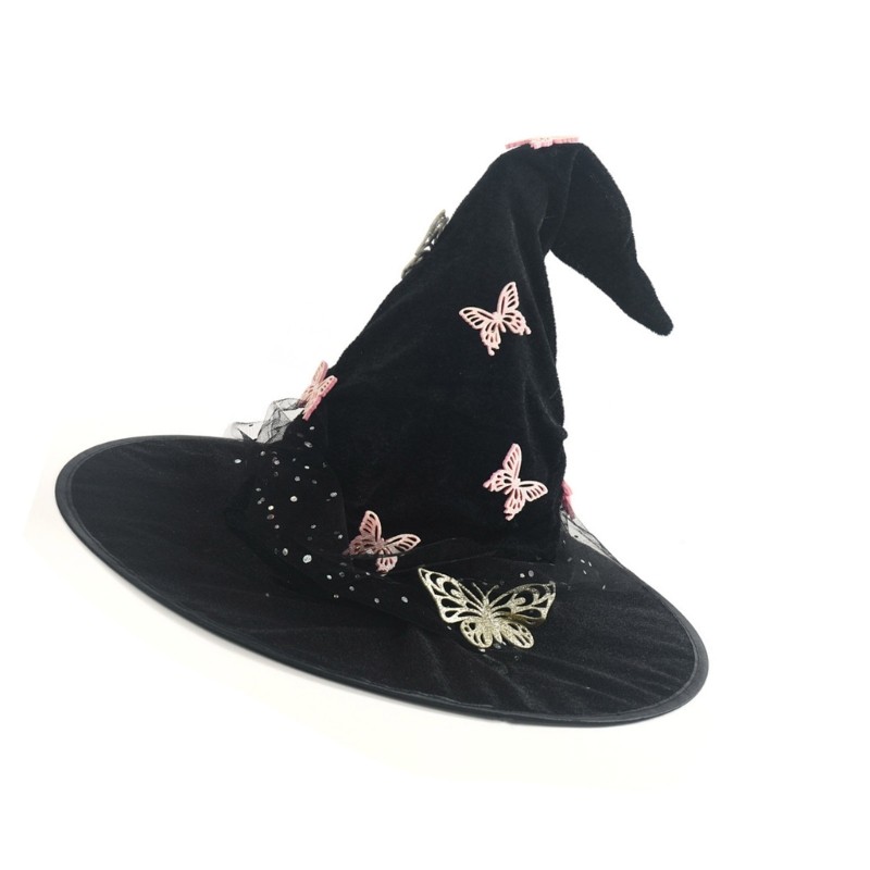 Carnivals Witch Hats Masquerades Ribbon Wizard Hats Adult Kids Witch Hats