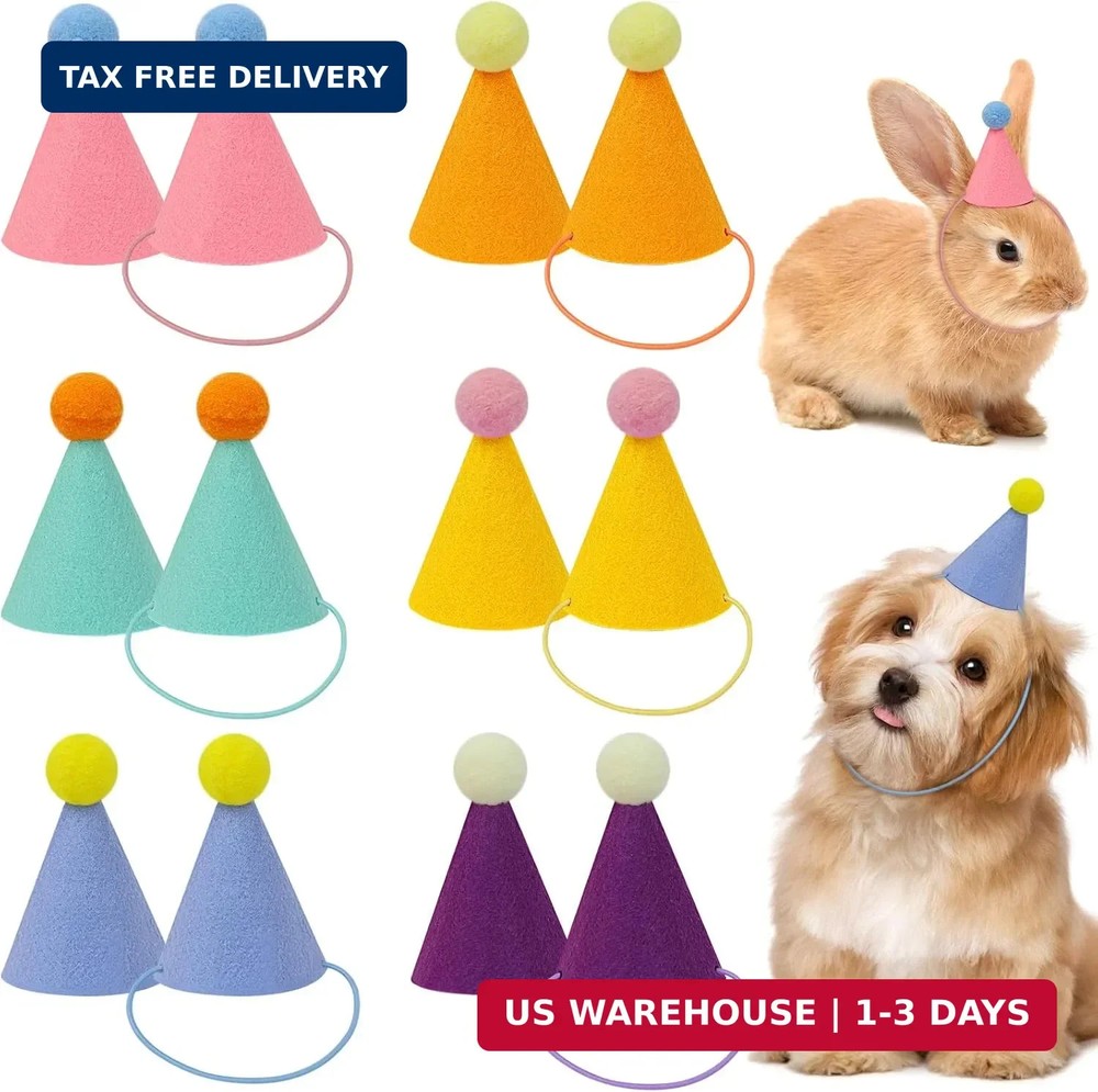 12pcs Mini Party Hats for Stuffed Animals, Birthday Party Hats for Dolls Dog Cat