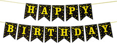 Black Happy Birthday Banner for Birthday Party Decorations Supplies