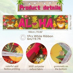 OuMuaMua Hawaiian Luau Party Decorations, Aloha 70.86″ x 15.66″, Multicolor