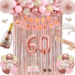 60Th Birthday Decorations for Woman, Rose Gold 60Th Birthday Decorations for Wom