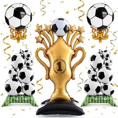 5 Pcs Soccer Balloons Party Decorations Set, Extra Large Trophy & World Cup F…