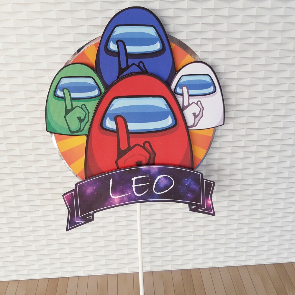 Personalized Among Us Theme Cake Topper