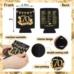 Premium 70th Birthday Party Can Coolers – 12 Neoprene Sleeves in Stylish Design