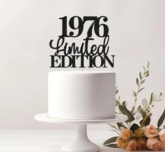 Limited EDITION 1976 Cake Topper – Black Glitter Happy 50th Birthday Party Ca…