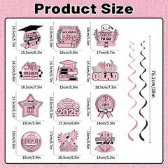 Pink Graduation Decorations 2026 Set Include Glitter Class of 2026 Banner Garlan
