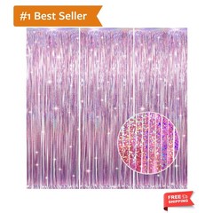 3.2 ft x 8.2 ft Metallic Tinsel Foil Fringe Curtains Party Photo Backdrop Par…