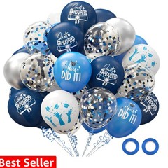2026 Graduation Party Decorations, 70pcs Grad Balloons Blue and White Graduat…