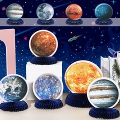 Decoraciones para fiestas espaciales con espirales de planetas colgantes