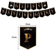 Happy Retirement Party Decor Golden Black Balloon Banner Farewell Party Supplies