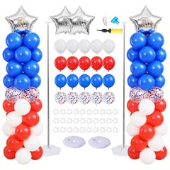Red White and Blue Balloon Column Stand Kit Set of 2, 4th of July Balloons Pa…