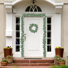 2 Pack Artificial Eucalyptus Garlands – 6ft Greenery 6 feet, Green White