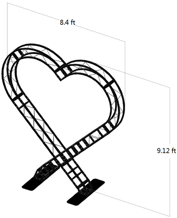 Wedding Birthday Arch Heart Shaped Black Truss Heavy Duty 8.4 ft x 9.12 ft
