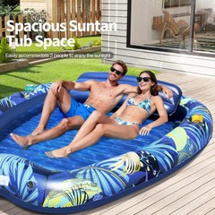 2026 Luxury 2 Person Inflatable Tanning Pool Lounger Float, 90 x 67 Inch Extr…