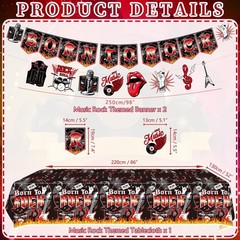 Rock and Roll Party Decorations, Including Born to Rock Banner, Plate , Napki