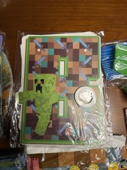 Minecraft Birthday Party Supplies Kit Banner Balloons Cake Topper, Croc Charms