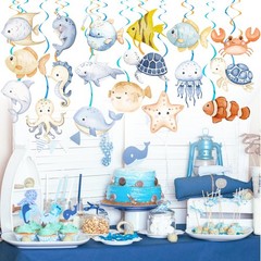 20 PCS Ocean Animal Hanging Swirl Under Sea Marine Theme Party Decor Set