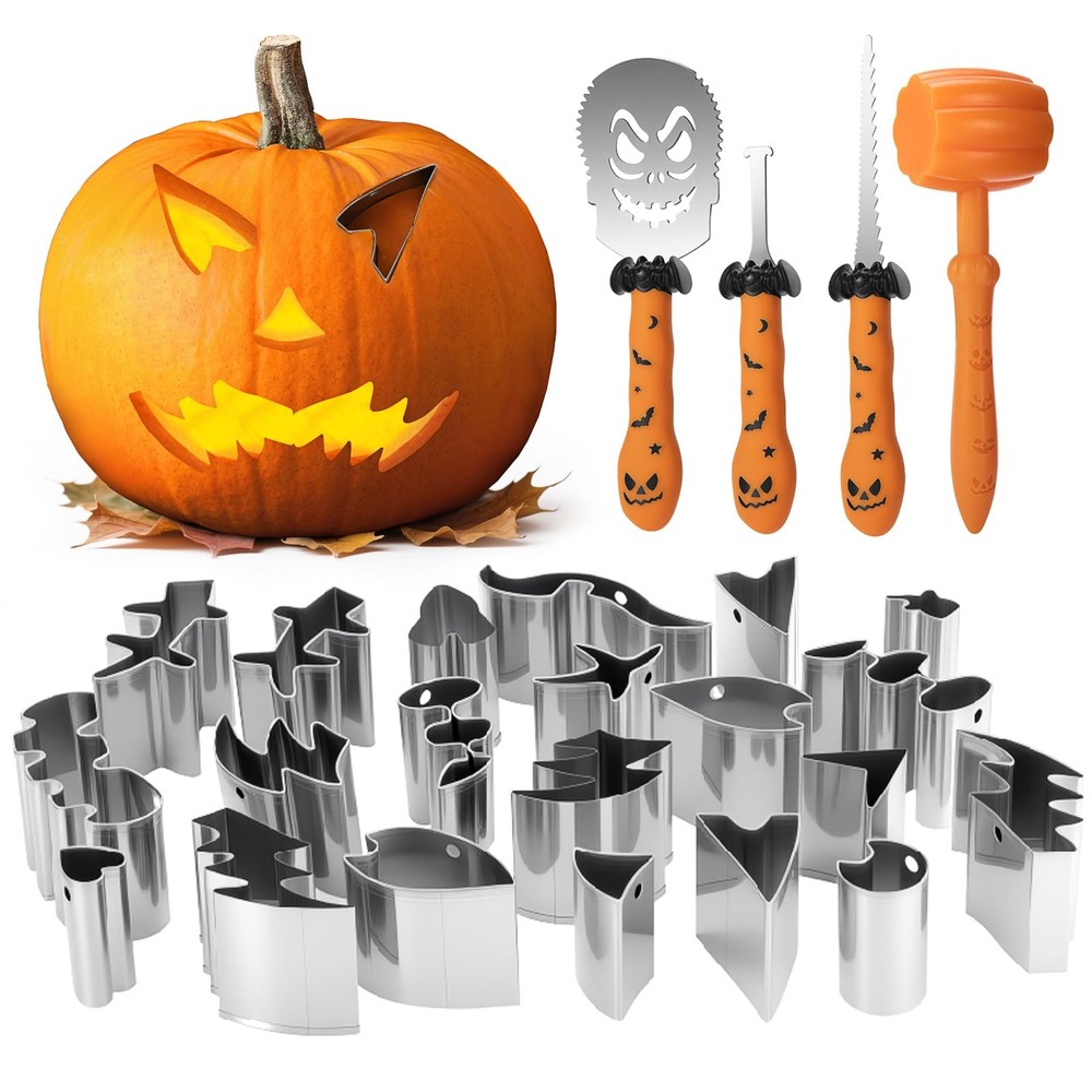 25 PCS Pumpkin Carving Kit Halloween Tools Safe Easy DIY Stainless Steel Set