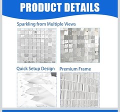 12 Pcs Silver Shimmer Wall Backdrop Panels Square Sequin Party Decoration 3×4 Ft