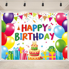 7 X 5 FT Happy Birthday Backdrop – Colorful Birthday Banner Wall Hanging, Fun