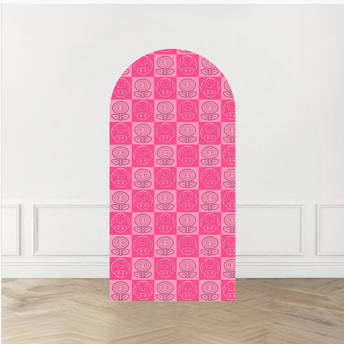Princess Peach Arch Backdrop Cover Birthday Photo Background