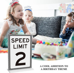 Speed Limit 2 Sign Set for Boys Birthday Party, 5×7 Acrylic Decor, Racing Theme