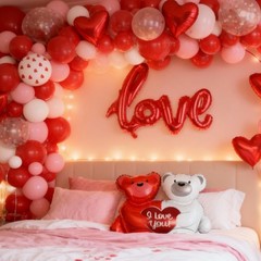 114x BEAR LOVE HEART SHAPE BALLOONS Wedding Party Romantic Baloon Birthday Decor
