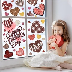 DIYDEC 6 Sheets Brown Valentines Window Clings Love Heart