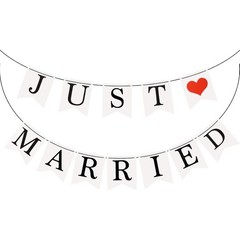 Just Married Wedding Banner Romantic Party Hanging Flag Decoration for Bridal
