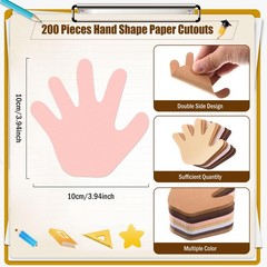 Paper Hand Cutouts Assorted Colors School Bulletin Board Decor Craft 200 PCS