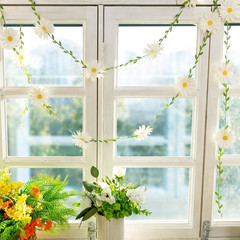 3D Daisy Flower Garland (2PCS) Flower Banner Wildflower Party Decorations Leaves