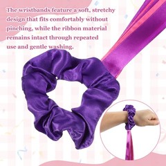 Rainbow Dance Ribbons, Wrist Streamers 6 Pcs & Purple & Rose Red