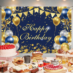Blue Gold Birthday Party Backdrop Blue Gold Happy Birthday Banner Photography Ba