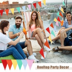 HESTYA 42 Pieces Colorful Pennant Banner Flag Multicolor Bunting Triangle Ban…