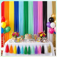 12 Rolls Crepe Paper Streamers 984ft Rainbow Party Decor