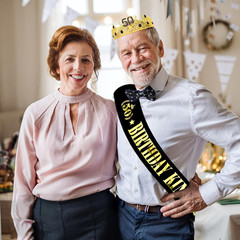 50Th Birthday Decorations for Him 50Th Birthday King Crown and Sash Kit for Men