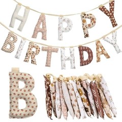 Suncalla Pre-strung Happy Birthday Banner Sign Reusable Felt Happy pink Boho