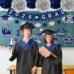 Graduation Banner Decorations,2026 Grad Banner and Congrats Grad Hanging Swir…